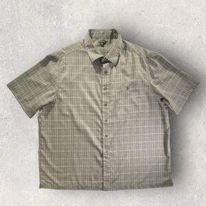 George Mens Button Up Shirt 3XL 54-56 XXX Grey Plaid Short Sleeve Casual